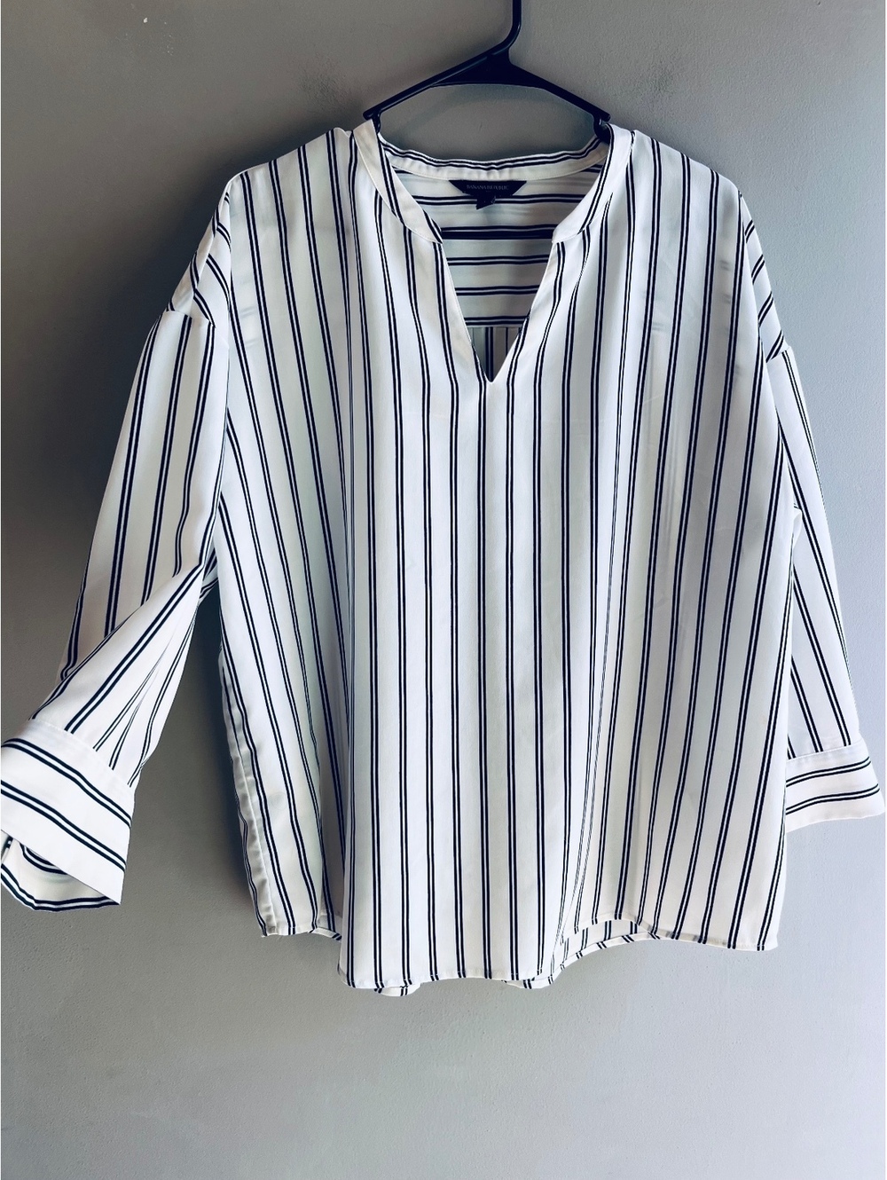 Banana Republic Classic Black White 3/4 Length Sleeve Blouse Size Large - Picture 2 of 9
